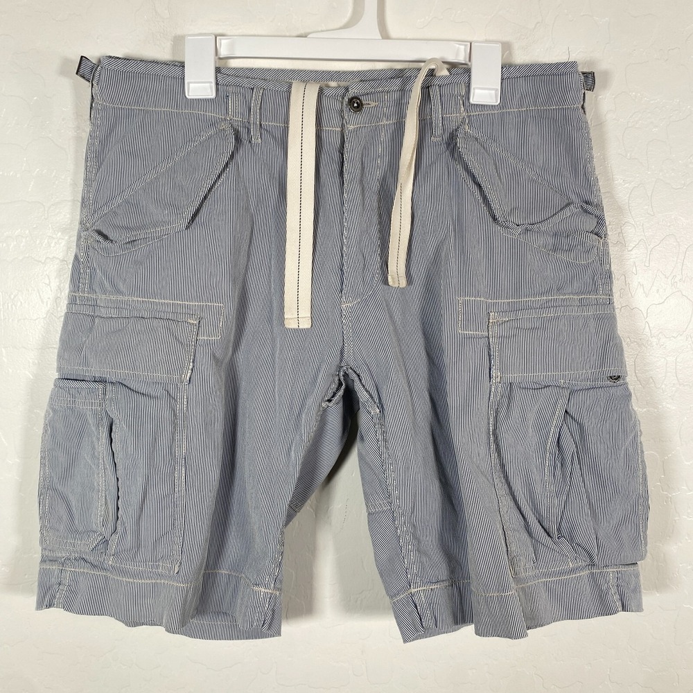 Polo Ralph Lauren Shorts‎ Mens 35 Blue Cargo Paratrooper Striped Seersucker Army